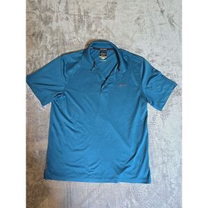 Greg Norman Mens Medium Blue Performance Golf Polo‎ Shirt Five Iron Play Dry